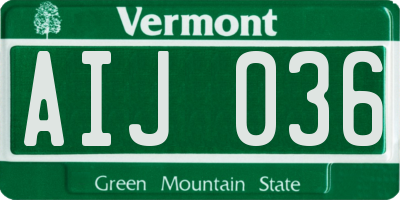 VT license plate AIJ036