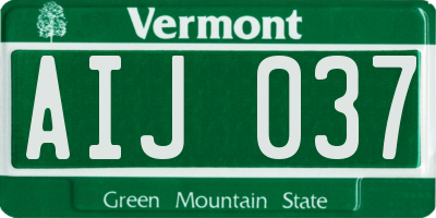 VT license plate AIJ037