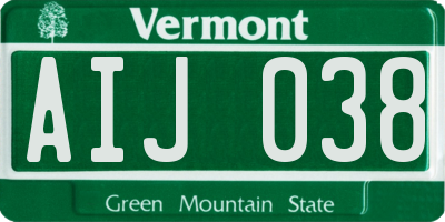 VT license plate AIJ038