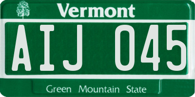 VT license plate AIJ045
