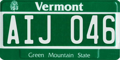 VT license plate AIJ046