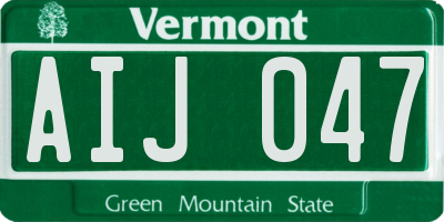 VT license plate AIJ047