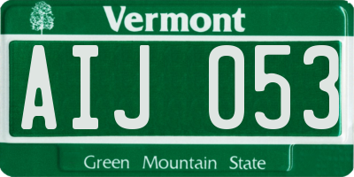 VT license plate AIJ053
