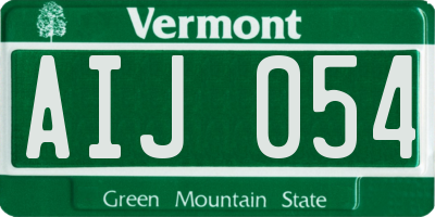 VT license plate AIJ054
