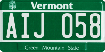 VT license plate AIJ058