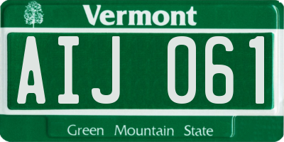VT license plate AIJ061
