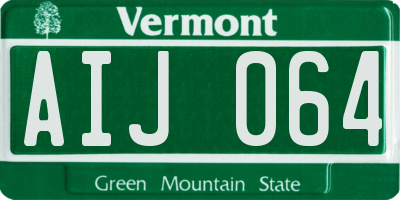 VT license plate AIJ064