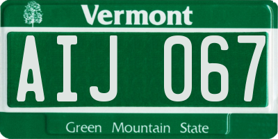 VT license plate AIJ067