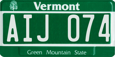 VT license plate AIJ074