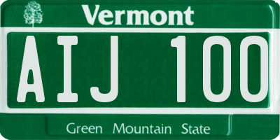 VT license plate AIJ100