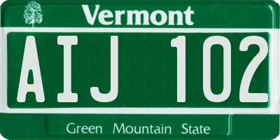 VT license plate AIJ102