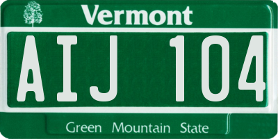 VT license plate AIJ104