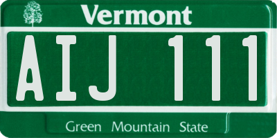 VT license plate AIJ111