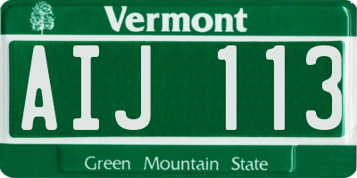 VT license plate AIJ113