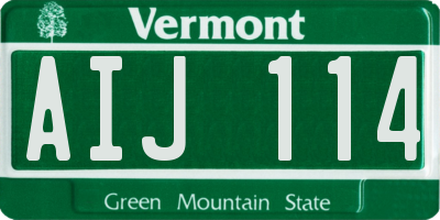 VT license plate AIJ114