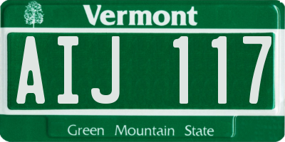 VT license plate AIJ117