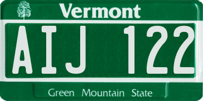 VT license plate AIJ122