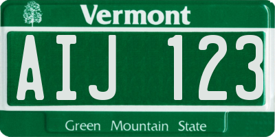 VT license plate AIJ123
