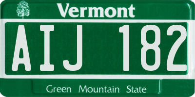VT license plate AIJ182