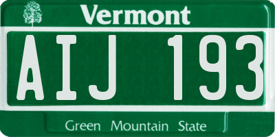VT license plate AIJ193