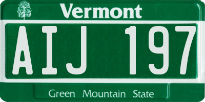 VT license plate AIJ197
