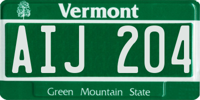 VT license plate AIJ204