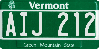 VT license plate AIJ212