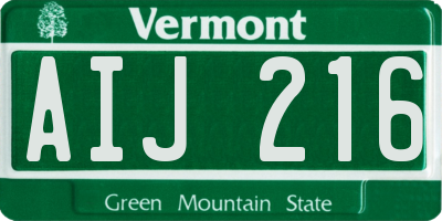 VT license plate AIJ216