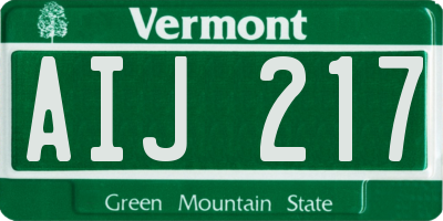 VT license plate AIJ217