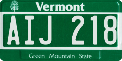 VT license plate AIJ218