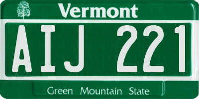 VT license plate AIJ221