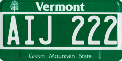 VT license plate AIJ222