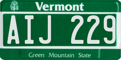 VT license plate AIJ229