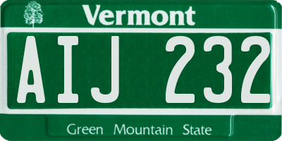 VT license plate AIJ232