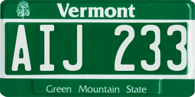 VT license plate AIJ233