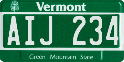 VT license plate AIJ234