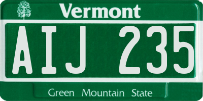 VT license plate AIJ235