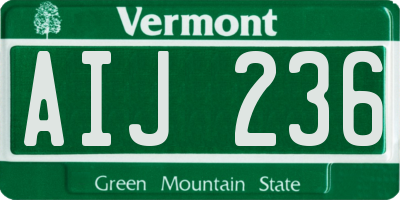 VT license plate AIJ236