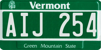 VT license plate AIJ254