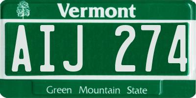 VT license plate AIJ274