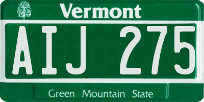 VT license plate AIJ275