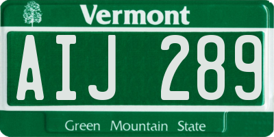 VT license plate AIJ289