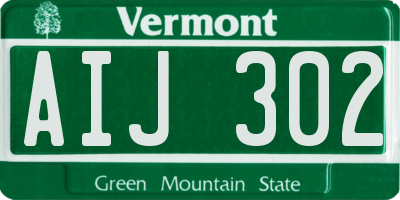 VT license plate AIJ302