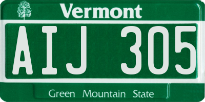 VT license plate AIJ305