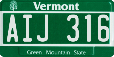 VT license plate AIJ316