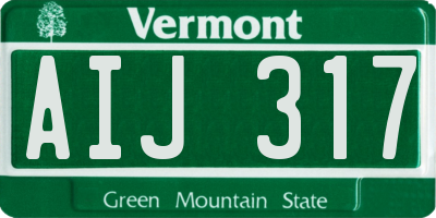 VT license plate AIJ317