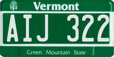 VT license plate AIJ322