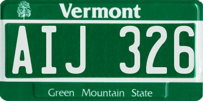 VT license plate AIJ326