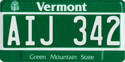 VT license plate AIJ342