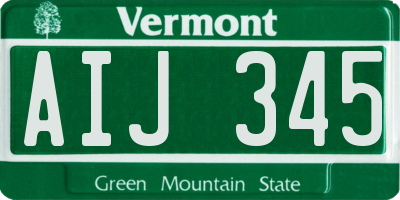 VT license plate AIJ345